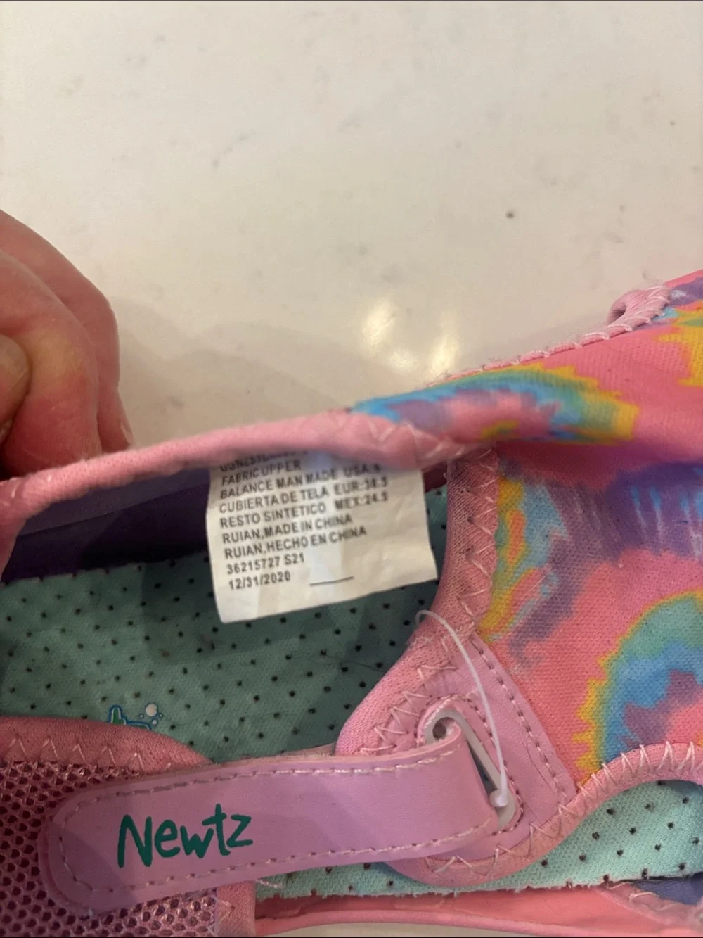Pink Tie-Dye Water Shoes with Easy Slip-On Newtz brand. Big girls size6